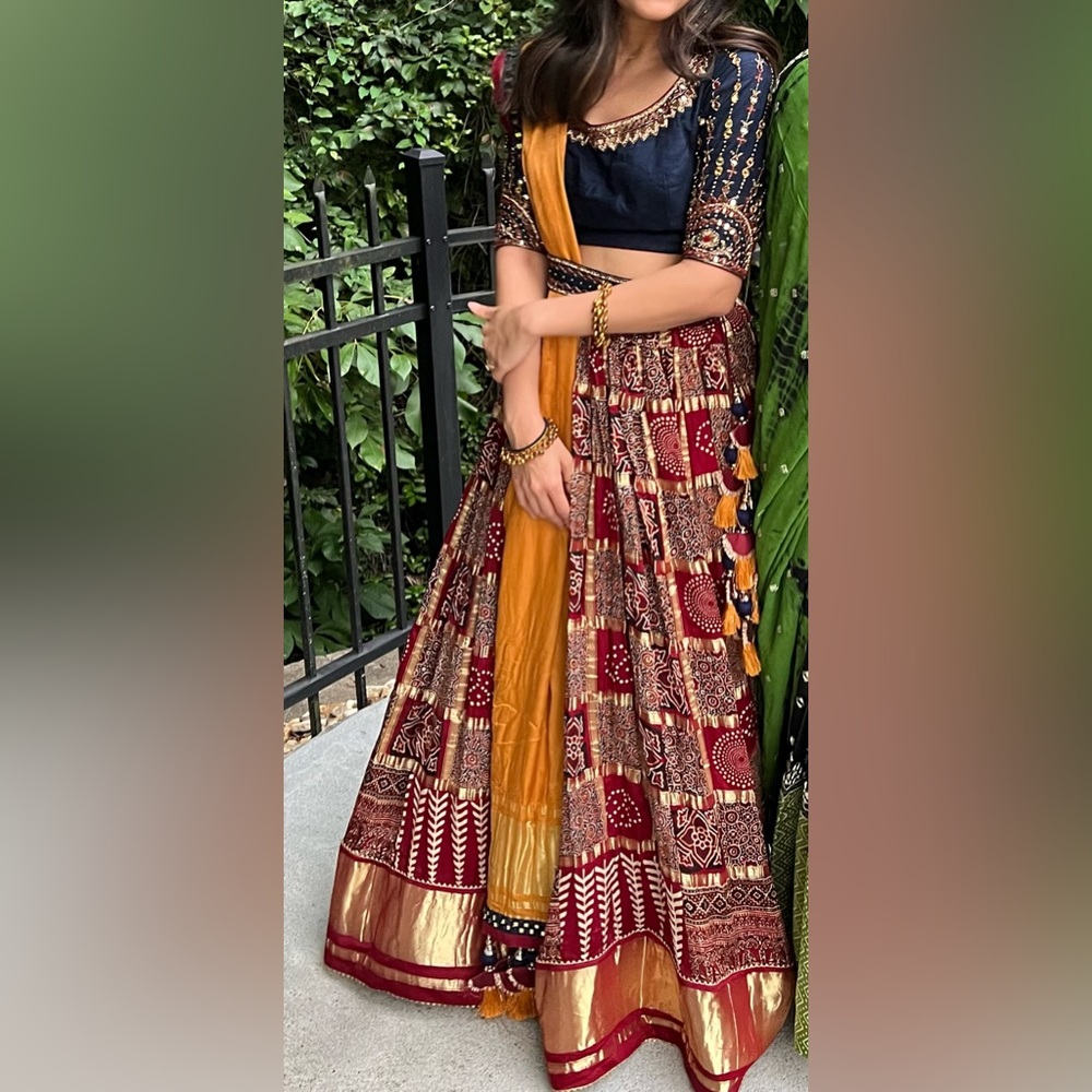 Blue/maroon lehenga choli